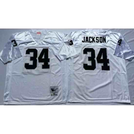 Mitchell And Ness Raiders #34 Bo Jackson White Throwback Stitched NFL Jerseys